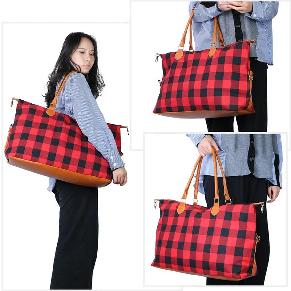 Buffalo Plaid Weekender Tote