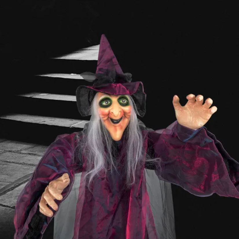 Life-Size 71 in Hanging Talking Witch with Light-Up Eyes – image 6