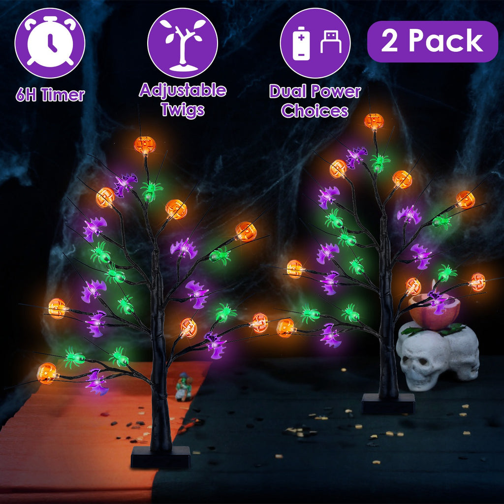 Lighted Halloween Tabletop Trees, Set of 2 with Timer – image 9