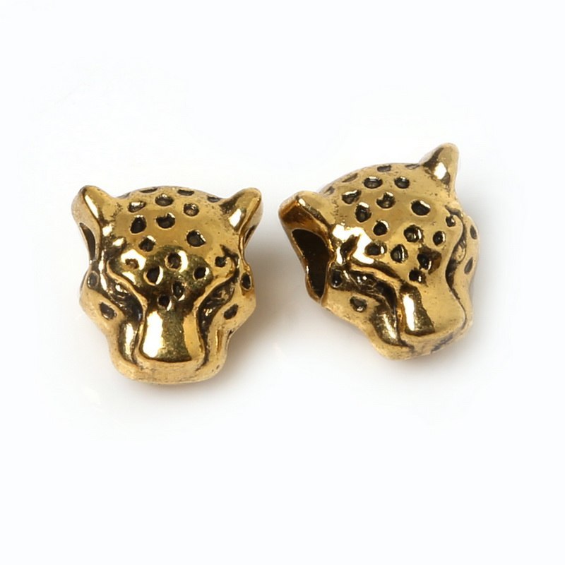 12mm 10pcs  Lion Leopard Head Beads Antique Silver Charms Pendant Beads For Jewelry Making Bracelet DIY Jewelry Findings (China)