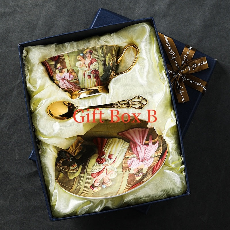 Noble Lady European Style Bone China Coffee Cup And Saucer Suit