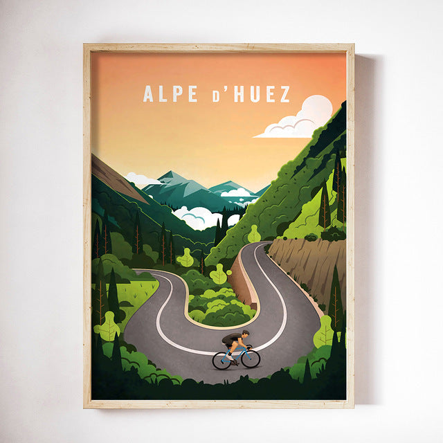 Retro Sports Bike Pictures Home Decor Paris Wall Art Printing Pictures Landscape Painting Monuments Bikers