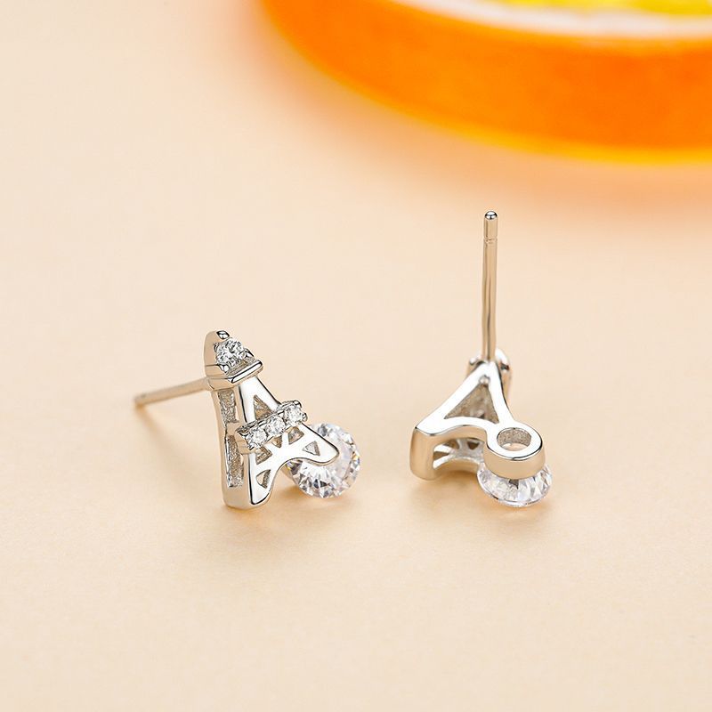 S925 Sterling Silver Eiffel Tower Stud Earrings