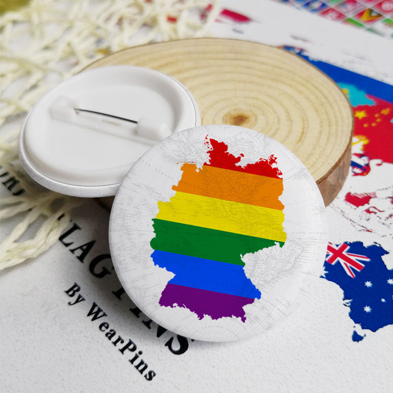 Germany Flag Map Rainbow Button Badge
