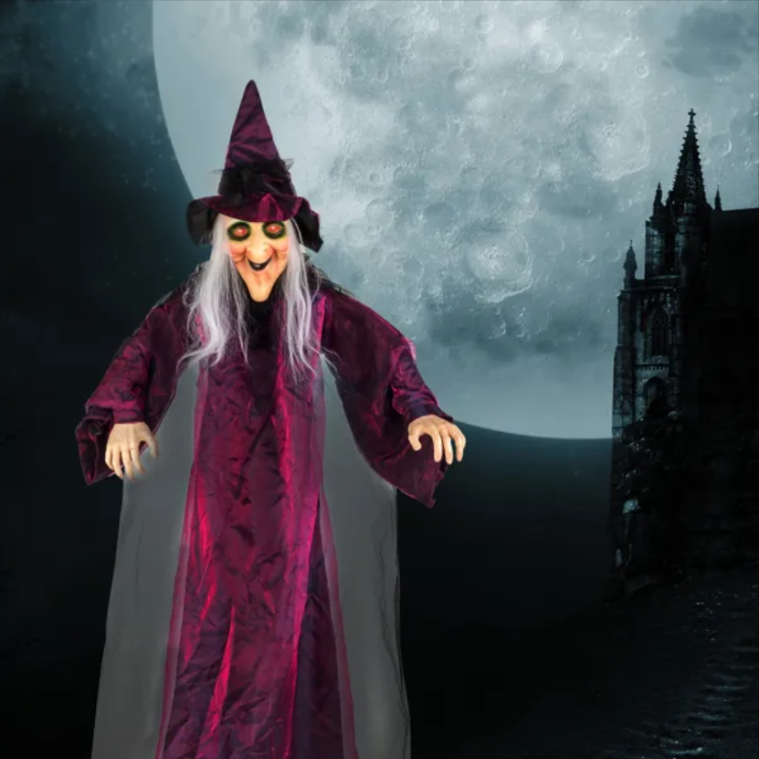 Life-Size 71 in Hanging Talking Witch with Light-Up Eyes – image 5