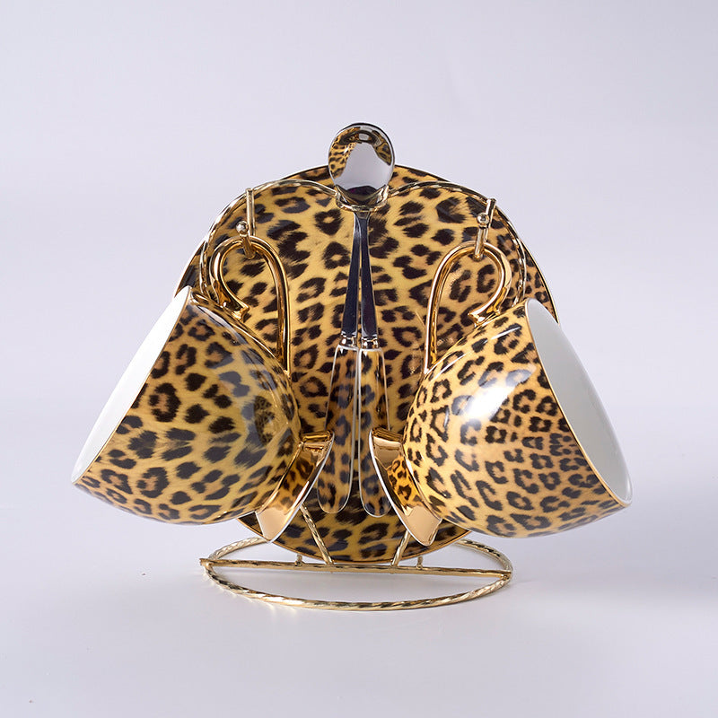 Leopard Bone China Coffee Cup And Saucer Set