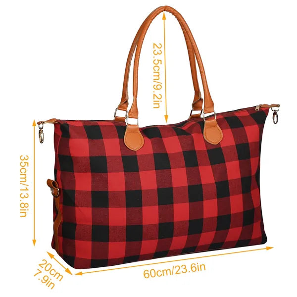 Buffalo Plaid Weekender Tote