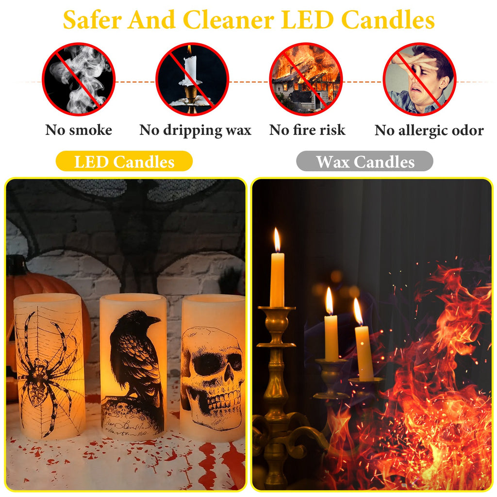 Halloween Flameless Candle Lamps, Set of 3 with 6-Hour Timer – image 9
