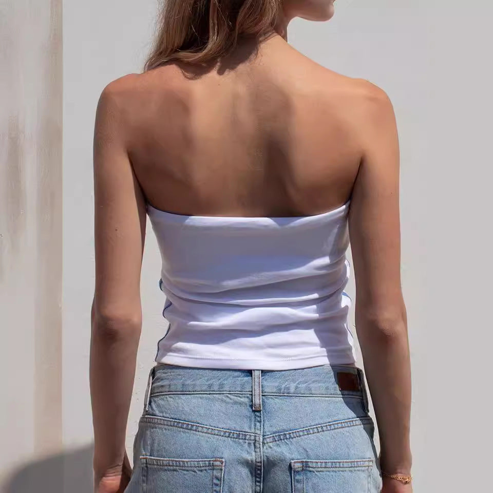 Girl Vest Slim-fit Letters Italian Women's Top