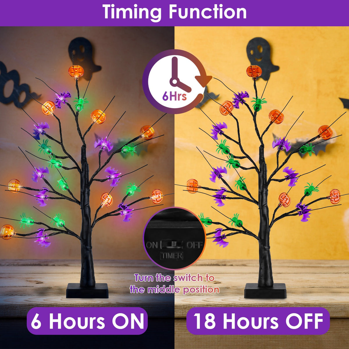 Lighted Halloween Tabletop Trees, Set of 2 with Timer – image 5