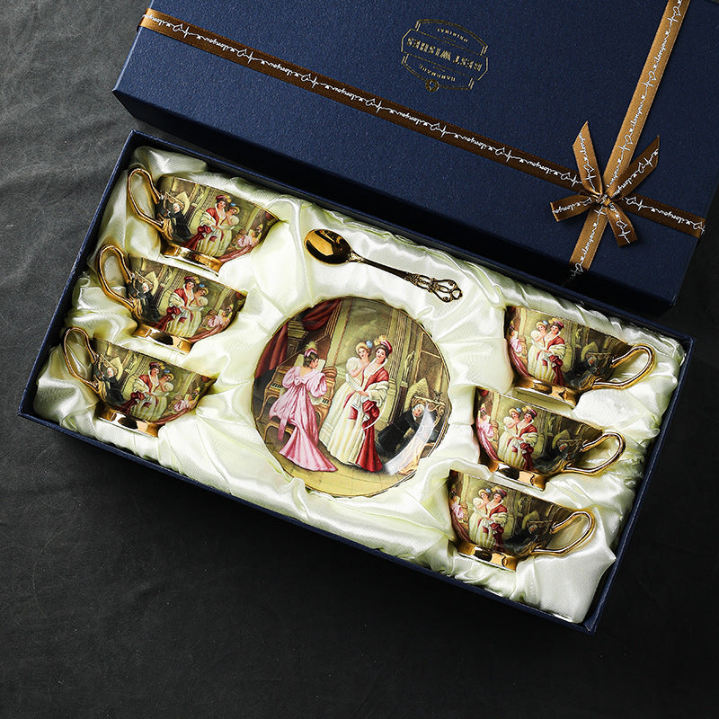 Noble Lady European Style Bone China Coffee Cup And Saucer Suit