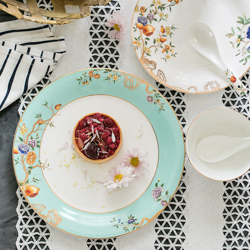 Bone China European Style Antique Household Tableware Bowl And Plate