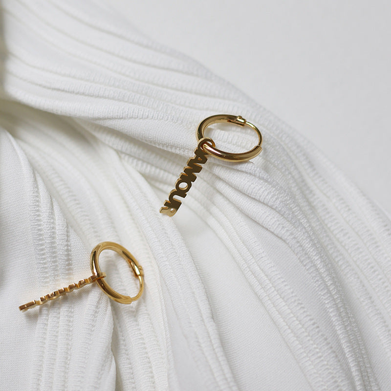 Paris French Alphabet Cutout Earrings Petite