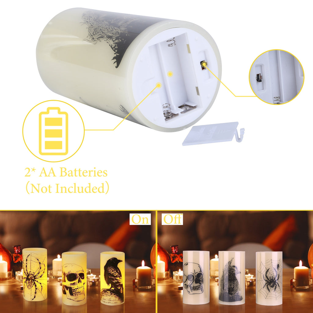 Halloween Flameless Candle Lamps, Set of 3 with 6-Hour Timer – image 2