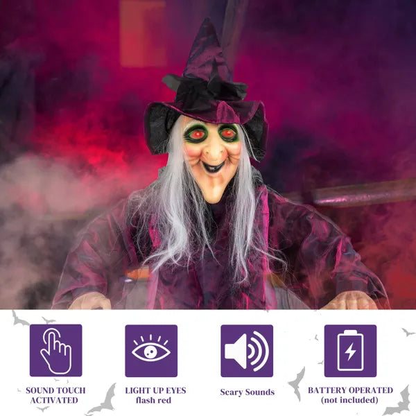 Life-Size 71 in Hanging Talking Witch with Light-Up Eyes – image 4