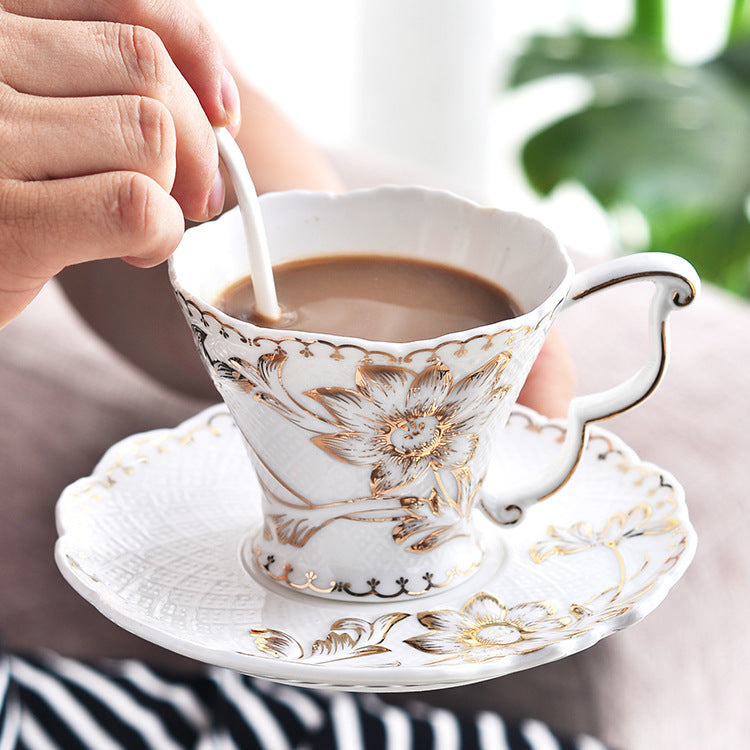 Creative Ceramic Bone China Lace Coffee Cup