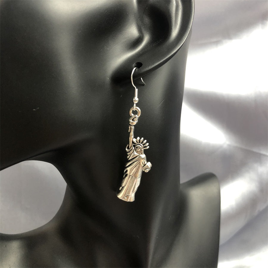 Simple Statue Of Liberty 925 Silver Pin Earrings