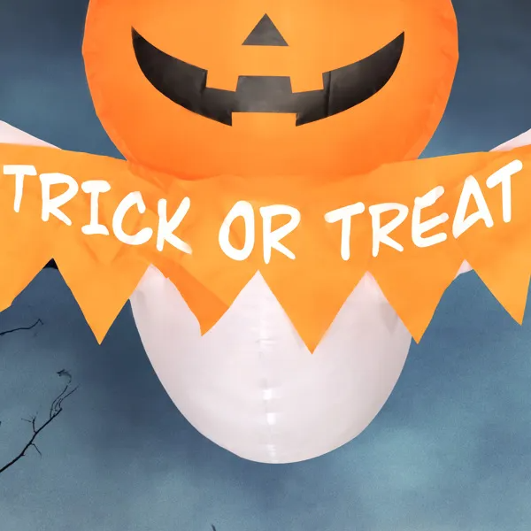 3.4 ft Inflatable LED Window Ghost with Pumpkin Face – image 1