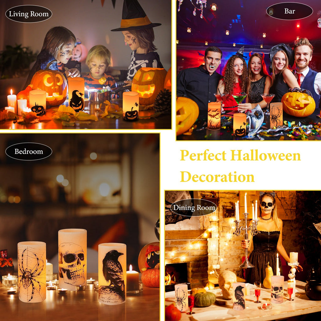 Halloween Flameless Candle Lamps, Set of 3 with 6-Hour Timer – image 6