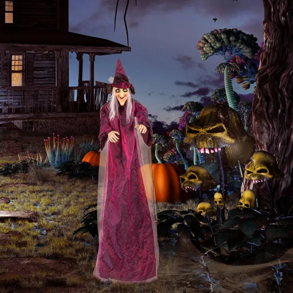 Life-Size 71 in Hanging Talking Witch with Light-Up Eyes – image 2