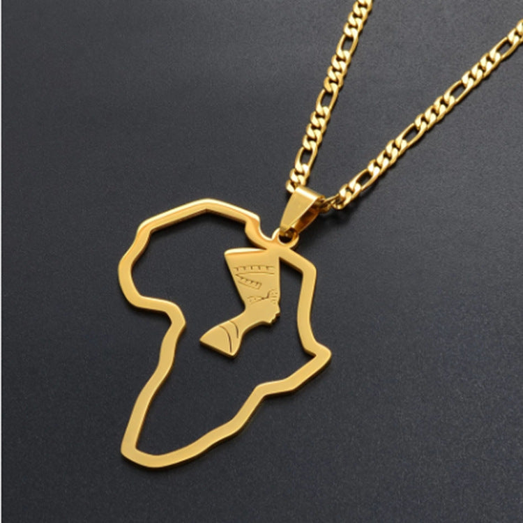 Stainless Steel Africa Map Necklace Ornament