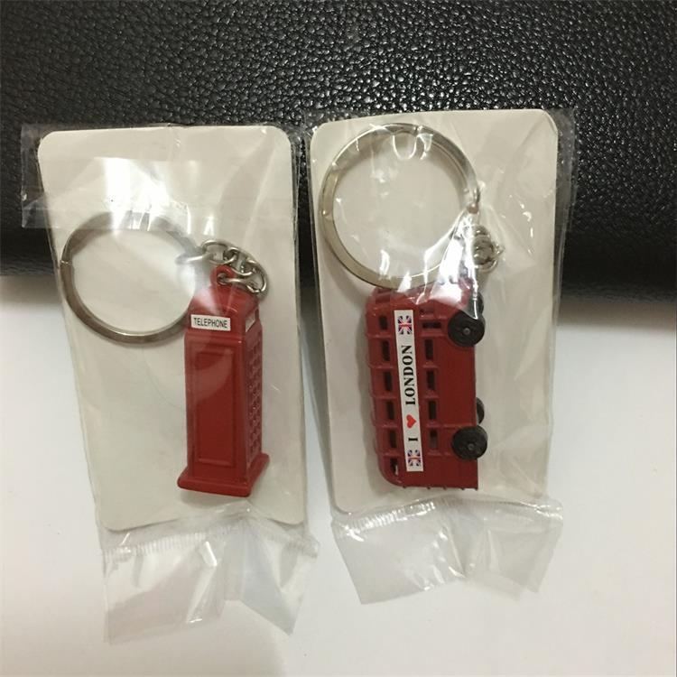 Male And Female UK London Double Decker Bus Keychain