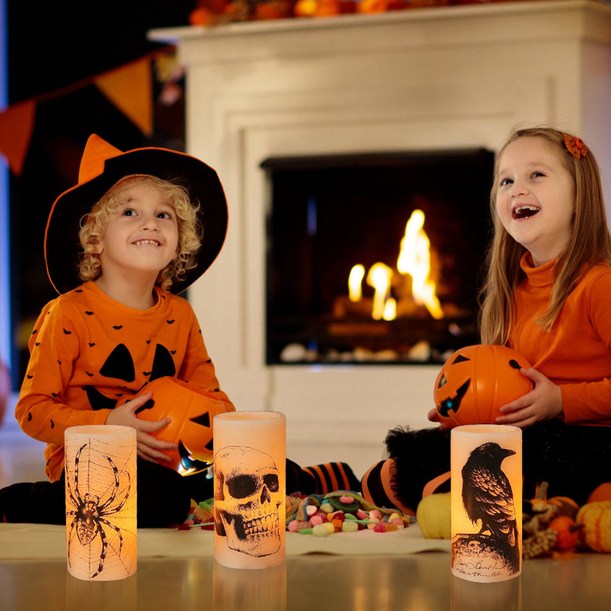 Halloween Flameless Candle Lamps, Set of 3 with 6-Hour Timer – image 7