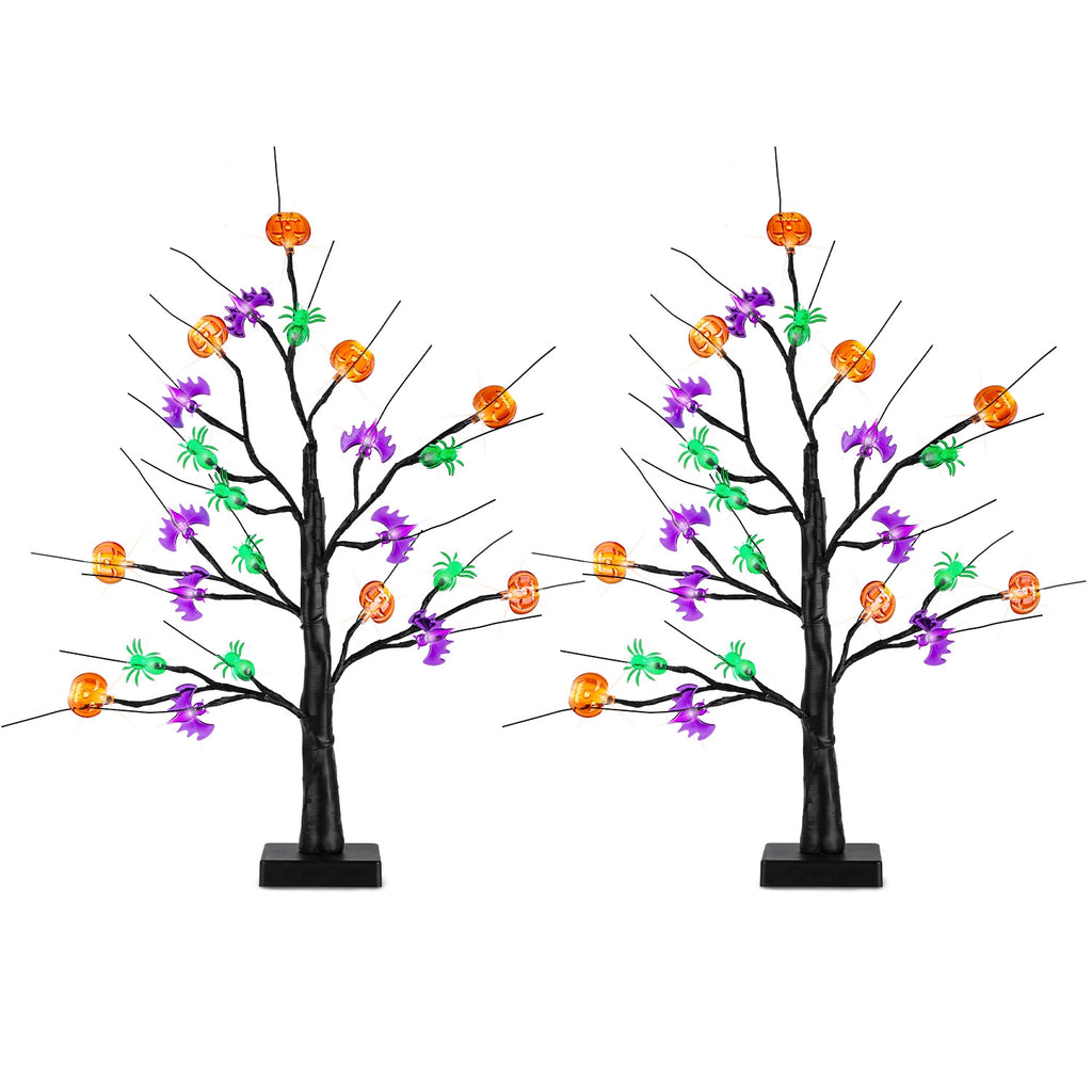 Lighted Halloween Tabletop Trees, Set of 2 with Timer – image 2