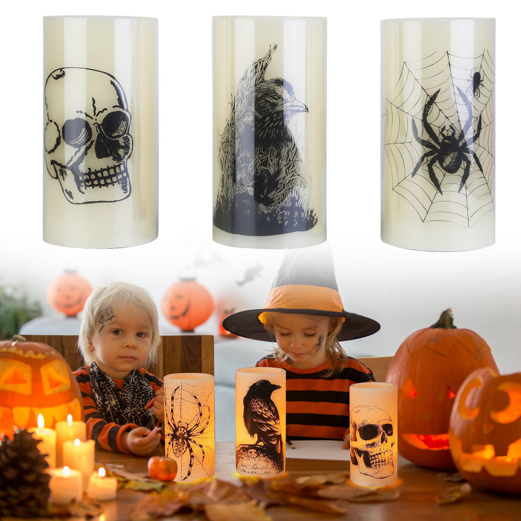 Halloween Flameless Candle Lamps, Set of 3 with 6-Hour Timer – image 5