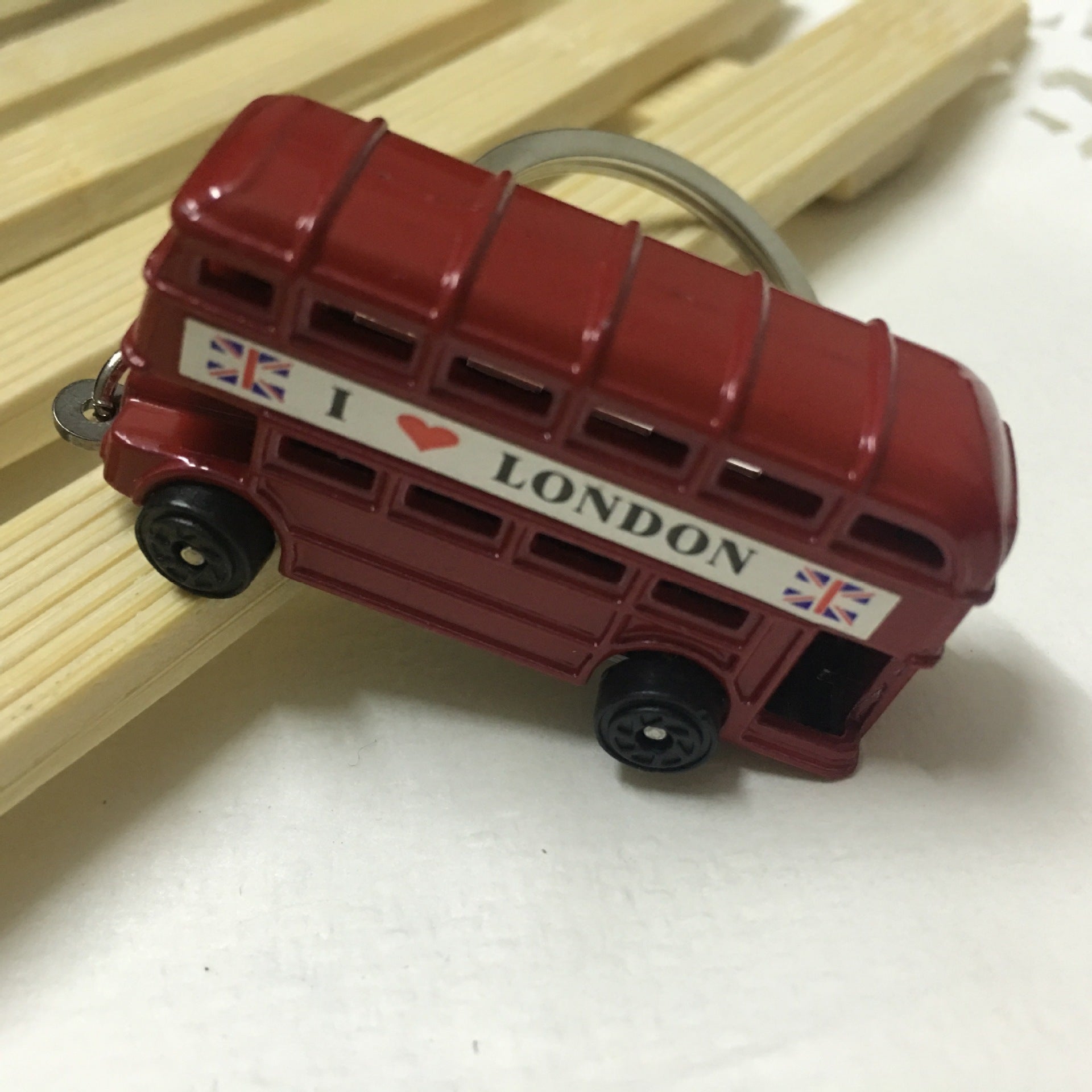 Male And Female UK London Double Decker Bus Keychain