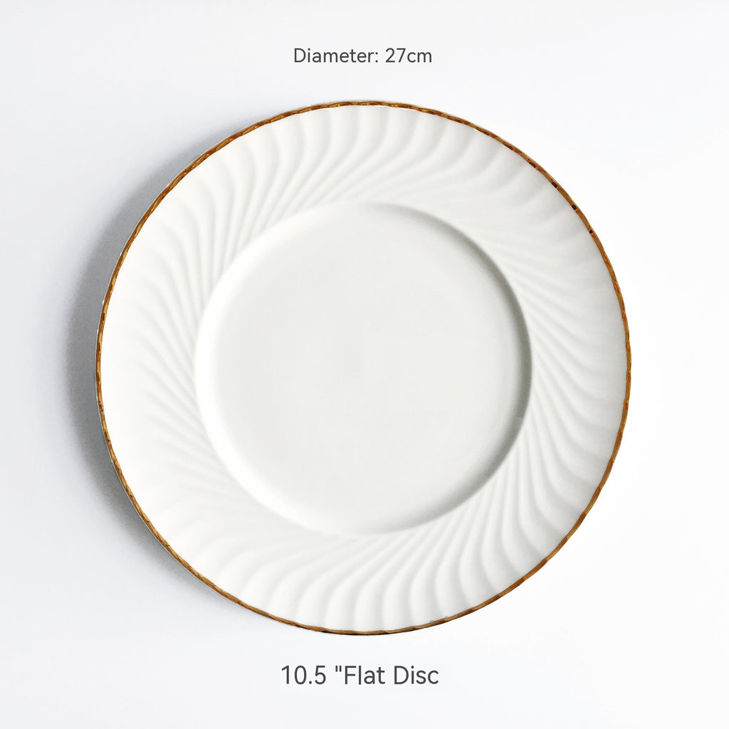 Golden Trim Bone China Western Cuisine Plate Household Dinner Plate Plate Dish Dishware Suit Combination Plate