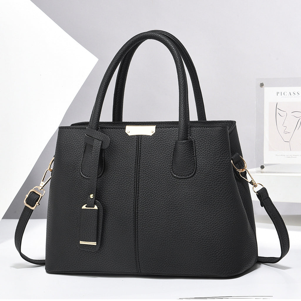 Structured Satchel Tote in Black