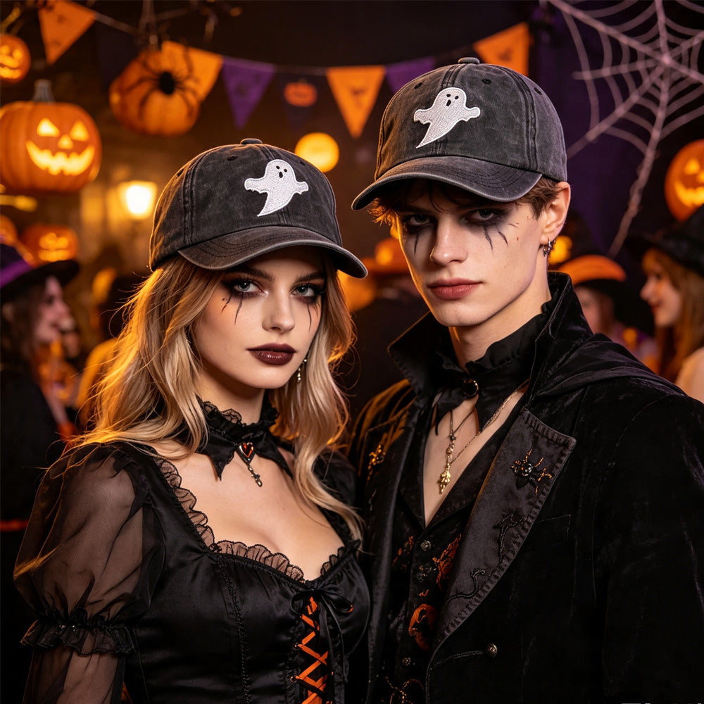 Embroidered Ghost Vintage-Washed Baseball Cap – image 5