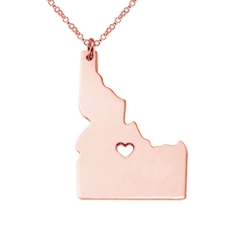 USA Idaho State Map Stainless Steel Pendant Necklace