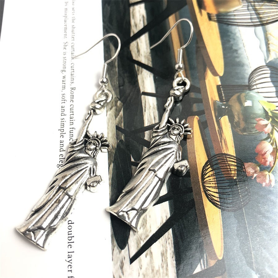 Simple Statue Of Liberty 925 Silver Pin Earrings