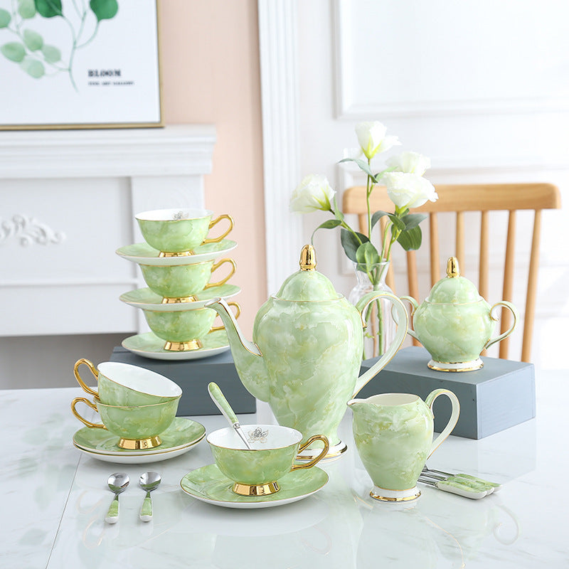 Modern Minimalist Coffee Set With Bone China Tracing Gold