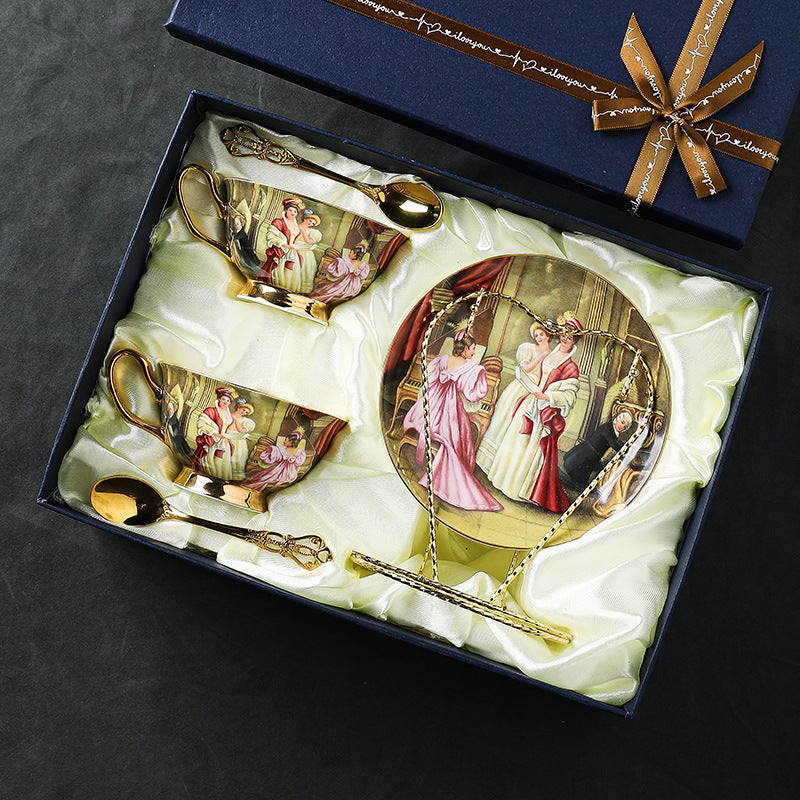 Noble Lady European Style Bone China Coffee Cup And Saucer Suit