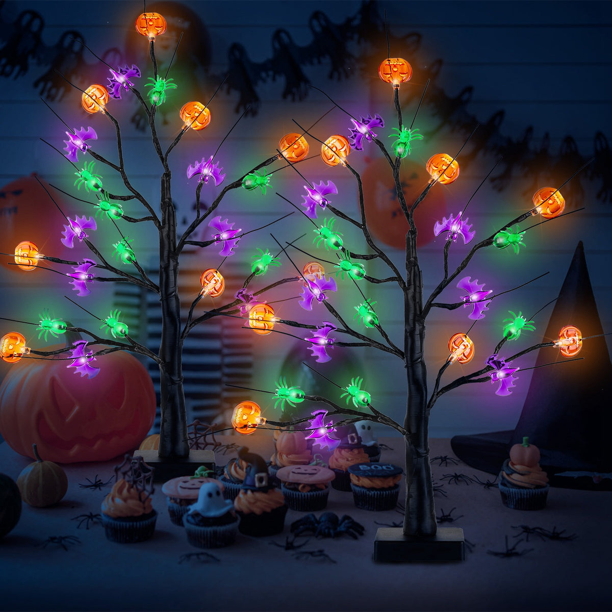 Lighted Halloween Tabletop Trees, Set of 2 with Timer – image 7